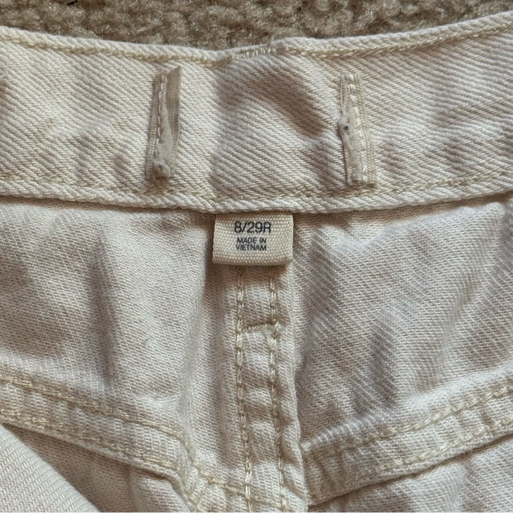 Women's Cream Y2K Baggy Wide Leg Relaxed Jeans Size 8/29R - Picture 7 of 11
